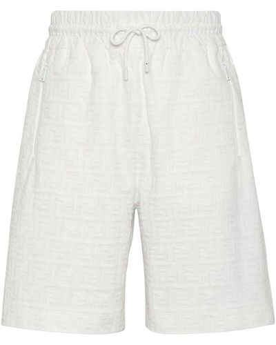 Fendi Logo Shorts - White