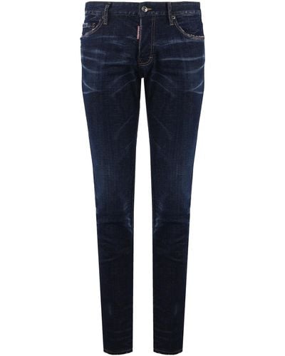 DSquared² Skinny Jeans With Shading And Logo Patch - Blue