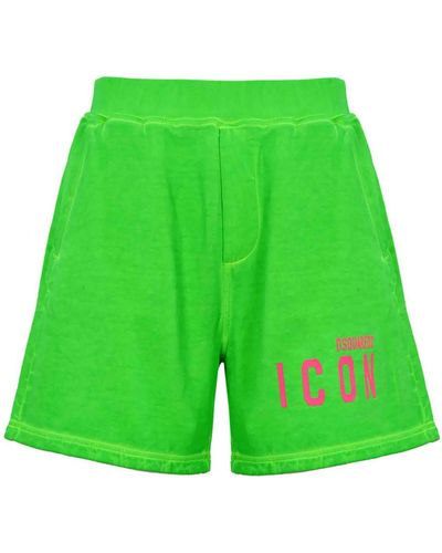 DSquared² Icon Cotton Shorts - Green