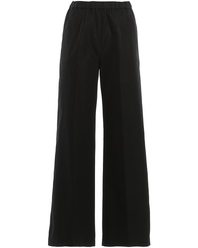 Aspesi Poplin Wide Leg Trousers - Black