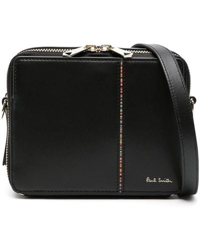 Paul Smith Signature Stripe Leather Crossbody Bag - Black