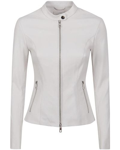 DESA NINETEENSEVENTYTWO Leather Zipped Jacket - White