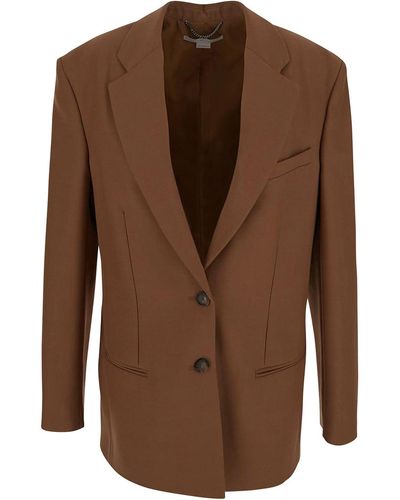 Stella McCartney Jacket In Tobacco With Notched Lapels - Brown