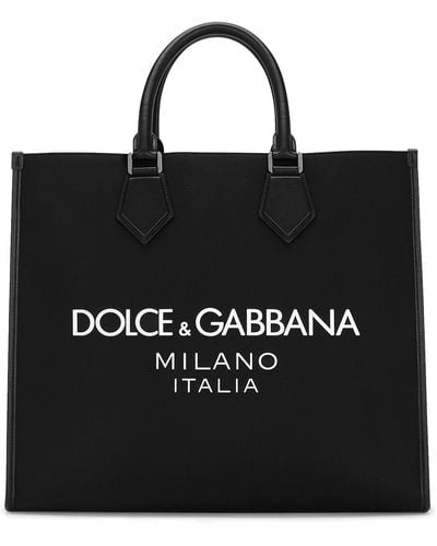 Dolce & Gabbana Nylon Bag With Front Logo - Black