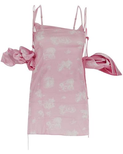 Jacquemus Puff Sleeves Mini Dress - Pink