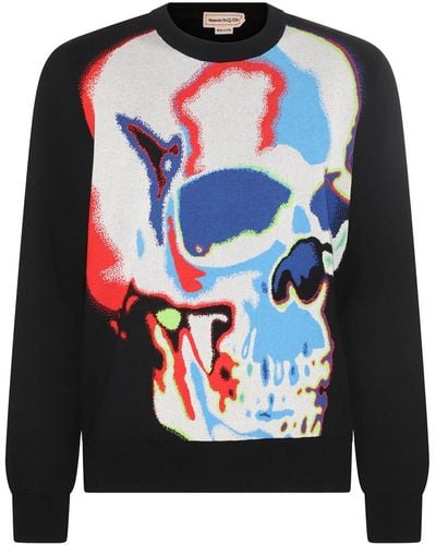 Alexander McQueen Skull Graffiti Sweatshirt - Blue