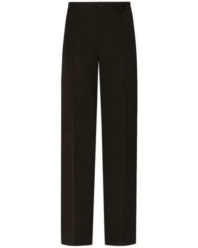 Dolce & Gabbana Pressed-crease Tailored-cut Trousers - Black