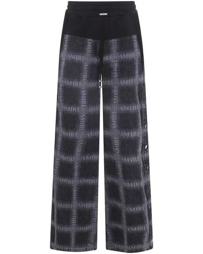 Amiri And Aged Cotton Check Trousers - Grey