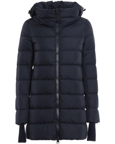 Herno Short Puffer Coat With Ribbed Cuffs - Blue