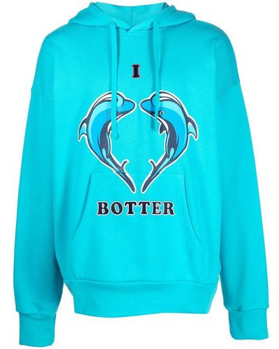 BOTTER Embroidered Organic Cotton Hoodie - Blue