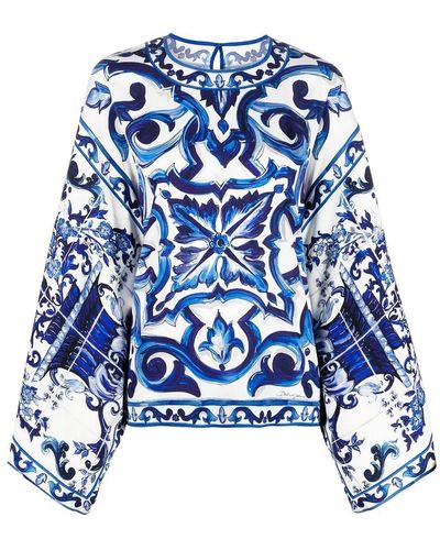 Dolce & Gabbana Round Neck Kimono - Blue