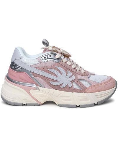 Palm Angels 4 Pink Leather Blend Sneakers - White