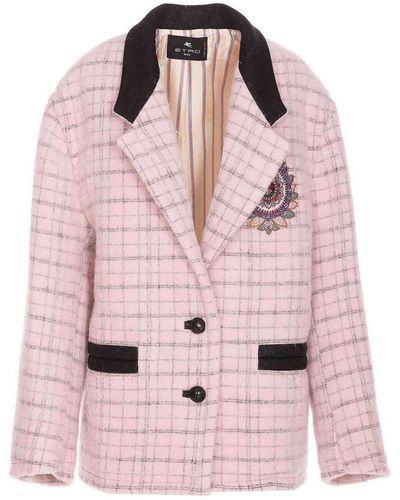Etro Embroidered Check Heavy Jacket - Pink