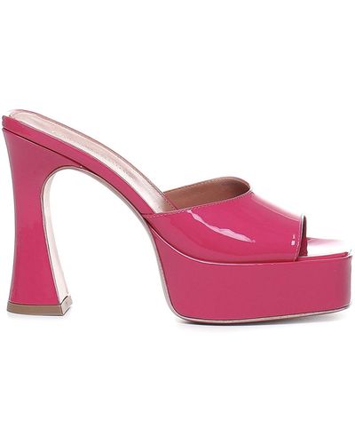 Giuliano Galiano Charlie Mules In Patent Leather - Pink