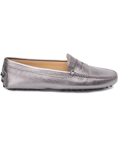 Tod's `gommini` Leather Loafers - Gray