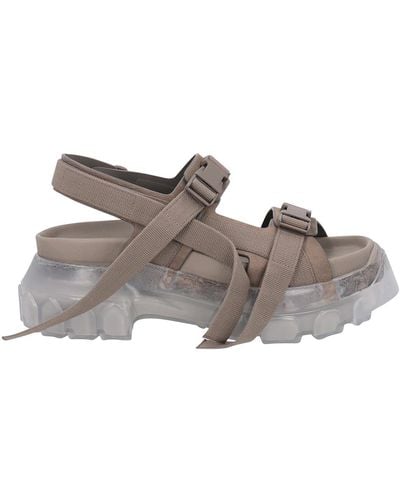 Rick Owens Tractor Sandal In Leather - Grey