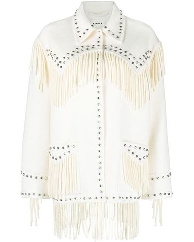 P.A.R.O.S.H. Shirt-jacket With Embroidery Studs And Fringe - White