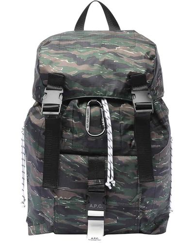 A.P.C. Kaki Trek Backpack Buckle And Coulisse - Grey