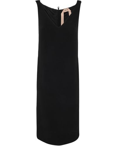 N°21 V Neck Pencil Midi Dress - Black