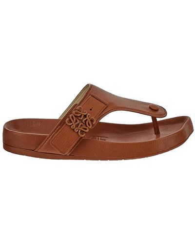 Loewe Comfort Leather Thong Sandals - Brown