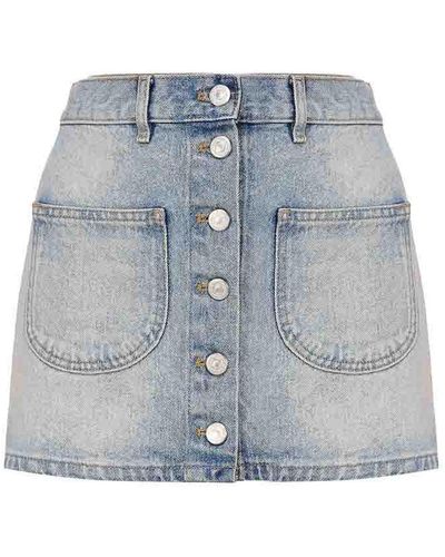 Courreges Cotton Denim Mini Skirt - Blue