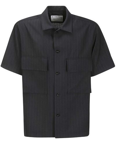 Sacai Pinstripe Shirt Shirts - Black