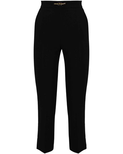 Elisabetta Franchi Trousers With Side Slits - Black