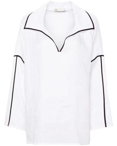 Tory Burch Linen Beach Shirt - White