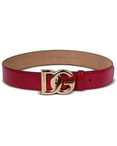Dolce & Gabbana Belt With Crossed Dg Logo - Red