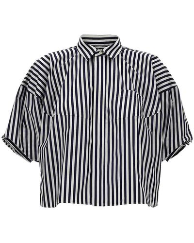 Sacai Striped Poplin Shirt - Black