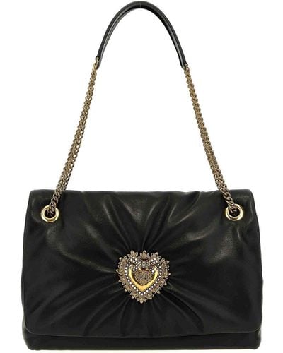 Dolce & Gabbana Medium Devotion Soft Shoulder Bag - Black