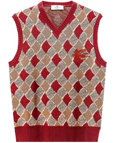 Etro Wool Vest With Embroidered Pegaso Logo