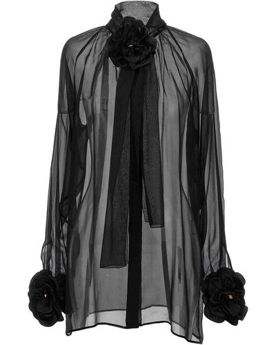Dolce & Gabbana Rose Chiffon Shirt - Black