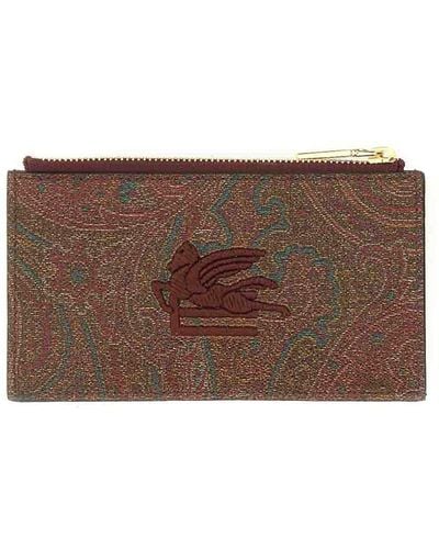 Etro Paisley Pouch With Logo - Brown