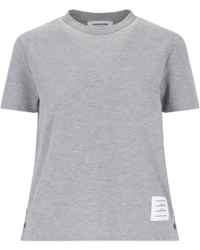 Thom Browne Retro Tricolor Detail T-shirt - Grey