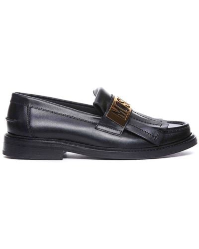 Moschino Maxi Logo Plate Loafers - Gray
