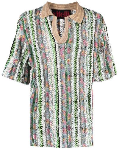 VITELLI Linen Blend Cotton Polo Shirt - Multicolour