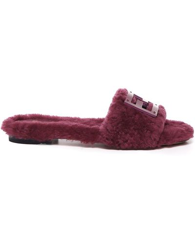 Fendi Sheepskin Slippers - Purple