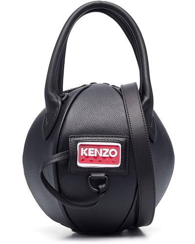 KENZO Ball-shaped Leather Bag With Logo - Black