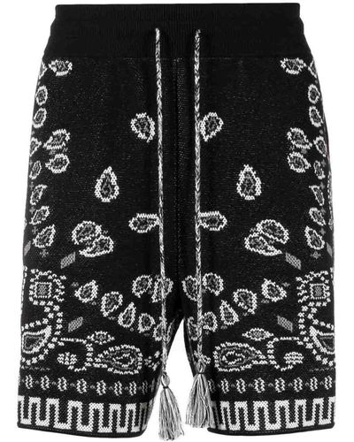 Alanui Bandana Print Cotton Shorts - Black