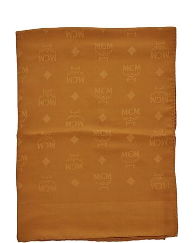MCM Gnac Scarf With Logo Motif - Brown