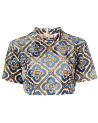 Etro Printed Cropped Top - Blue