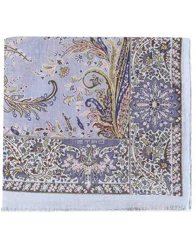 Etro Paisley Scarf In Cashmere Blend - Gray