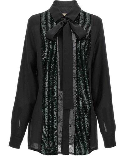 Elie Saab Sequin Lace Shirt - Black