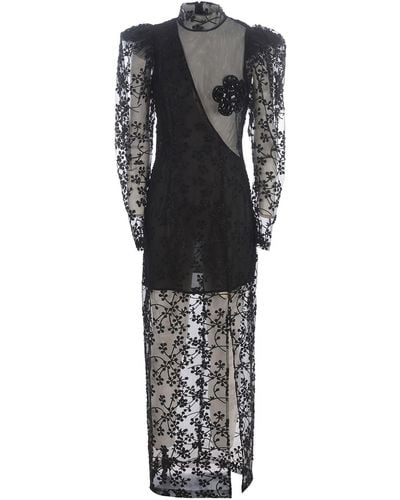 ROTATE BIRGER CHRISTENSEN Semi Sheer Laced Dress With Crystals - Black
