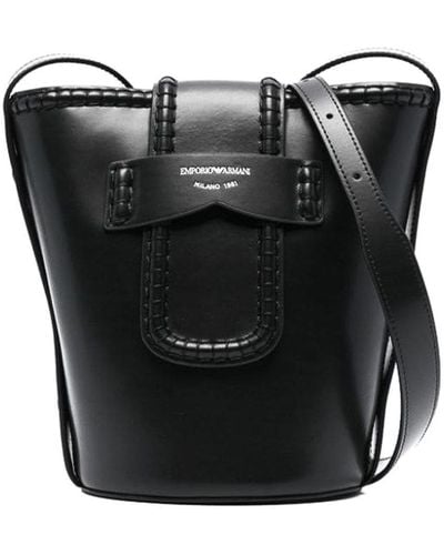 Emporio Armani Leather Bucket Bag - Black