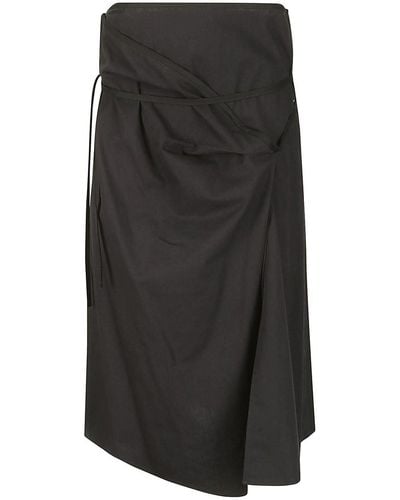 Lemaire Asymmetric Knotted Skirt - Black
