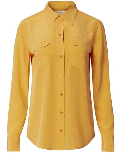 Equipment Slim Fit Silk Shirt - Yellow