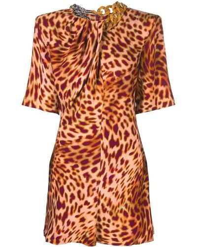 Stella McCartney Leopard-print Mini Dress Feminine - Orange