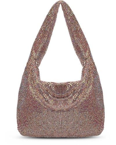 Kara Crystal Mesh Bag Decorated In Crystals - Brown